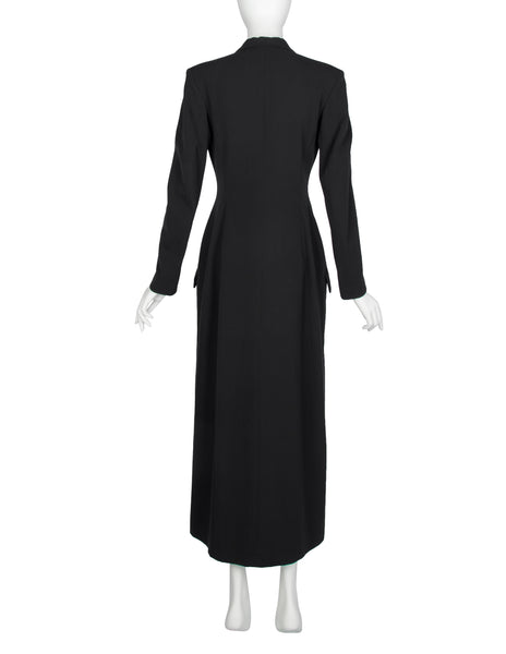 Yohji Yamamoto Vintage AW 1994 Black Wool Gabardine Tailored Coat Dress