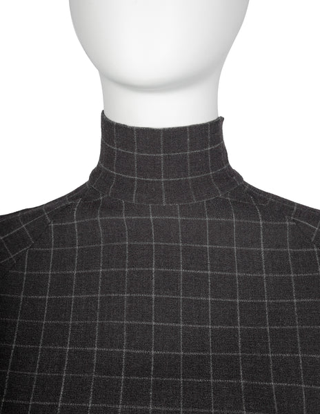 Jean Paul Gaultier Vintage Grey Grid Print Dress and Pant Ensemble