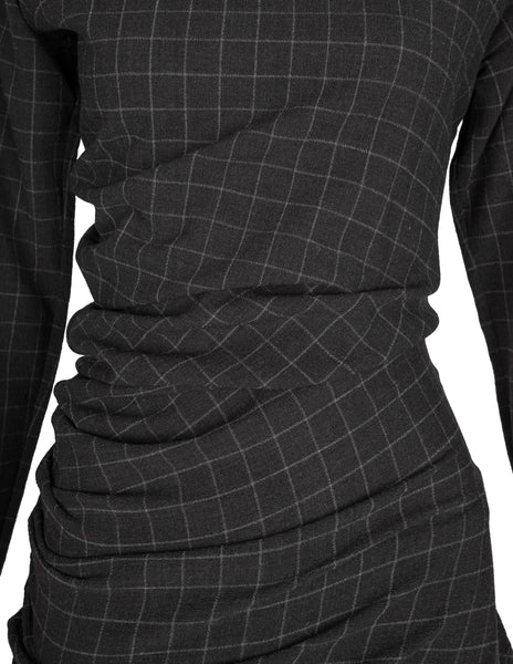 Jean Paul Gaultier Vintage Grey Grid Print Dress and Pant Ensemble