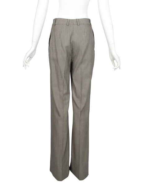 Yves Saint Laurent by Tom Ford Vintage c.2003 Black and Beige Houndstooth Wool Jacket and Pant Suit