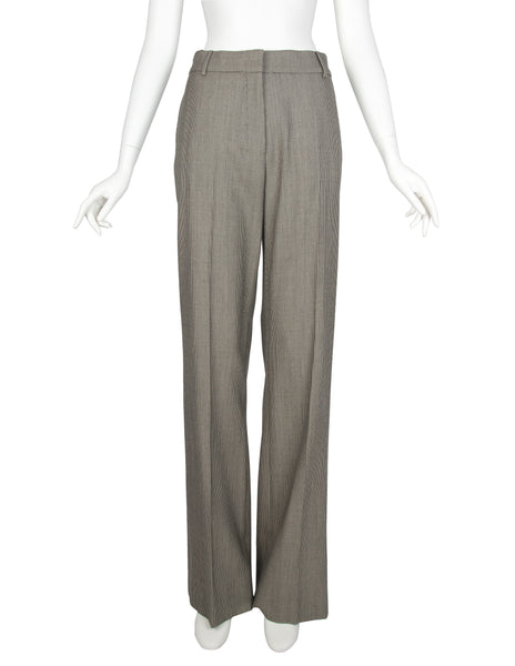 Yves Saint Laurent by Tom Ford Vintage c.2003 Black and Beige Houndstooth Wool Jacket and Pant Suit