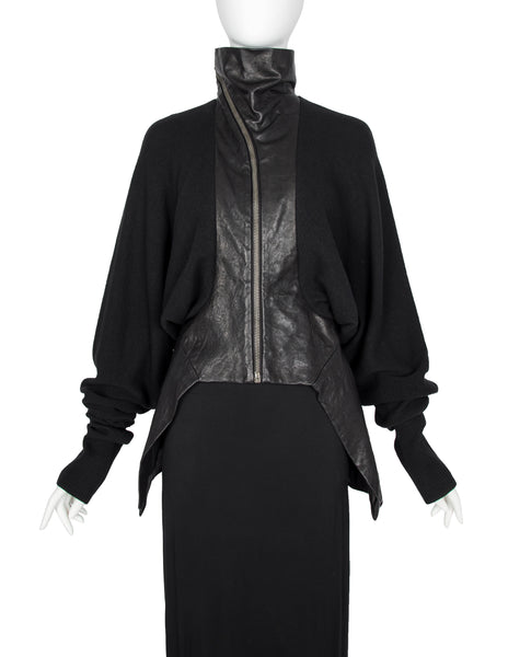 Rick Owens Vintage AW 2009 Crust Collection Lambskin Leather and Knit Wool Batwing Jacket