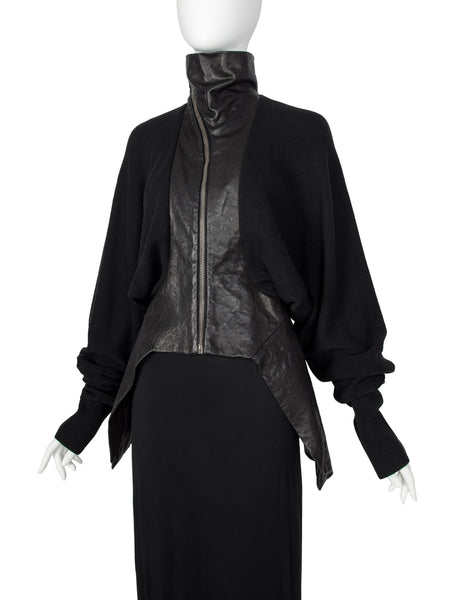 Rick Owens Vintage AW 2009 Crust Collection Lambskin Leather and Knit Wool Batwing Jacket