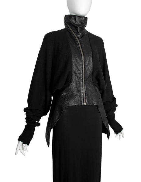 Rick Owens Vintage AW 2009 Crust Collection Lambskin Leather and Knit Wool Batwing Jacket