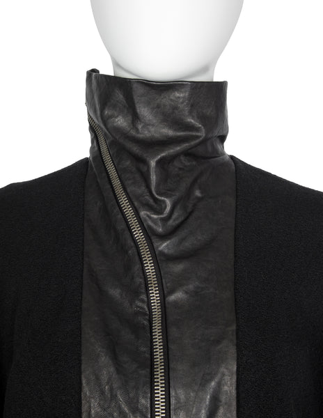 Rick Owens Vintage AW 2009 Crust Collection Lambskin Leather and Knit Wool Batwing Jacket