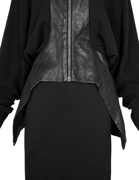 Rick Owens Vintage AW 2009 Crust Collection Lambskin Leather and Knit Wool Batwing Jacket
