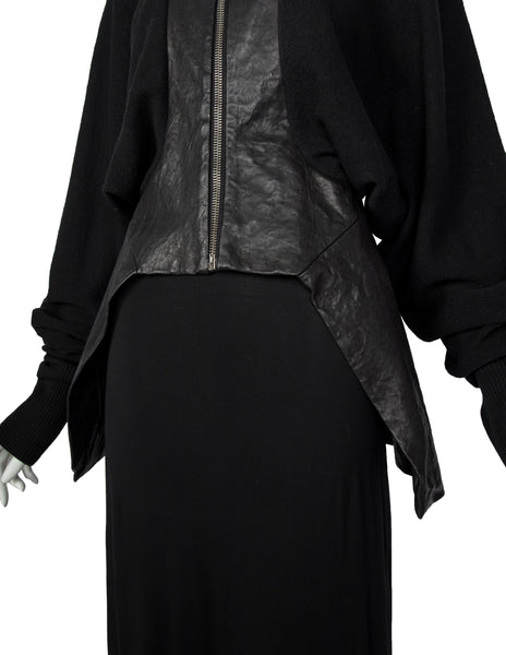 Rick Owens Vintage AW 2009 Crust Collection Lambskin Leather and Knit Wool Batwing Jacket
