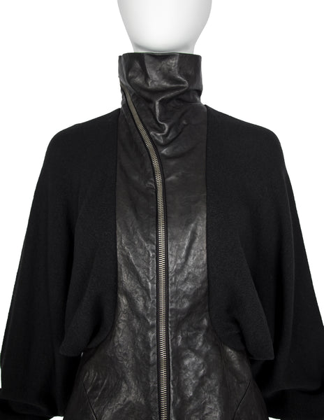 Rick Owens Vintage AW 2009 Crust Collection Lambskin Leather and Knit Wool Batwing Jacket