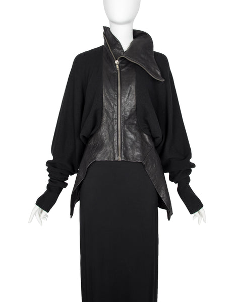 Rick Owens Vintage AW 2009 Crust Collection Lambskin Leather and Knit Wool Batwing Jacket