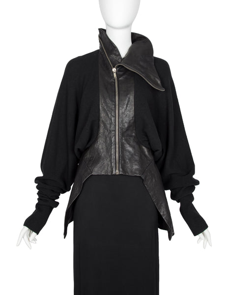 Rick Owens Vintage AW 2009 Crust Collection Lambskin Leather and Knit Wool Batwing Jacket