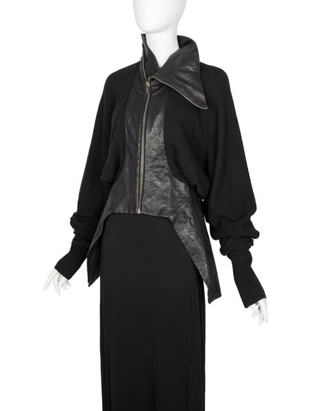 Rick Owens Vintage AW 2009 Crust Collection Lambskin Leather and Knit Wool Batwing Jacket