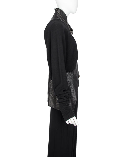 Rick Owens Vintage AW 2009 Crust Collection Lambskin Leather and Knit Wool Batwing Jacket
