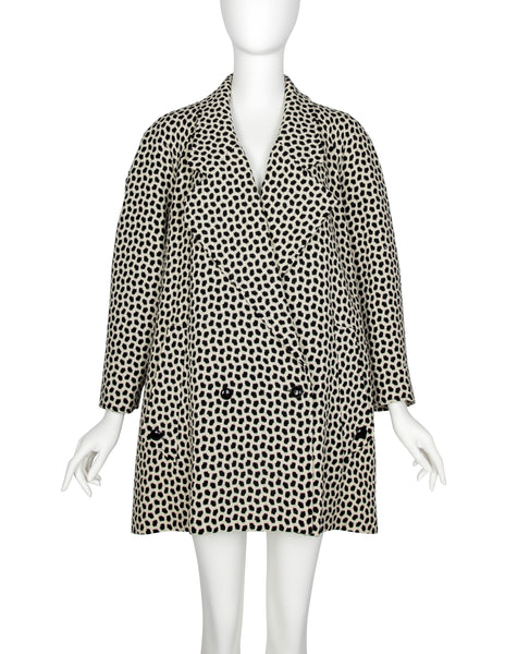 Karl Lagerfeld Vintage 1990s Black and Ivory Mosaic Tweed Coat