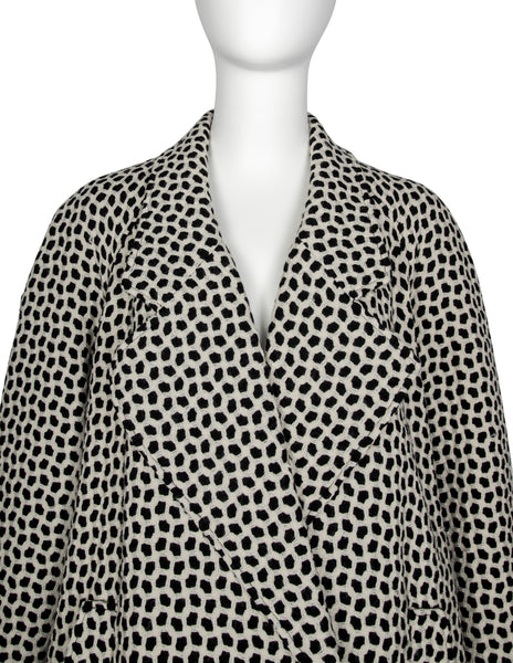 Karl Lagerfeld Vintage 1990s Black and Ivory Mosaic Tweed Coat