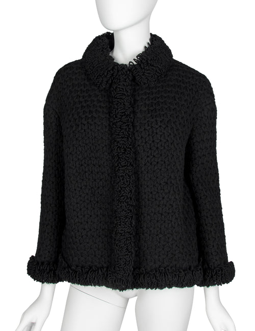Christian Dior Vintage 1950s Colifichets Black Crochet Wool Jacket