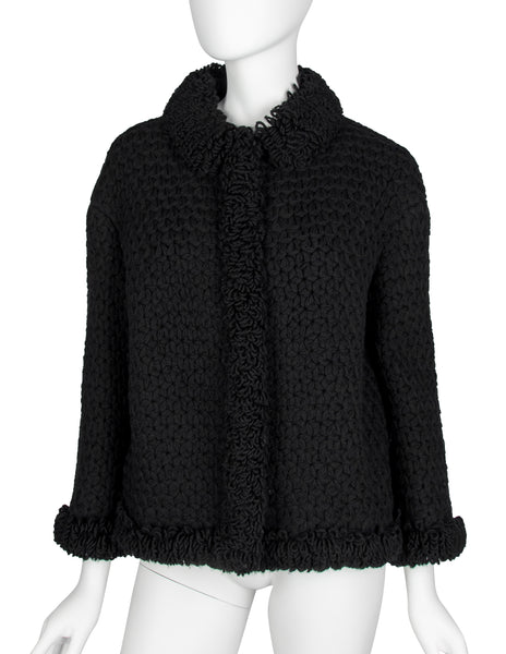Christian Dior Vintage 1950s Colifichets Black Crochet Wool Jacket