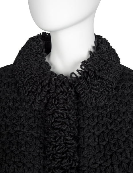 Christian Dior Vintage 1950s Colifichets Black Crochet Wool Jacket