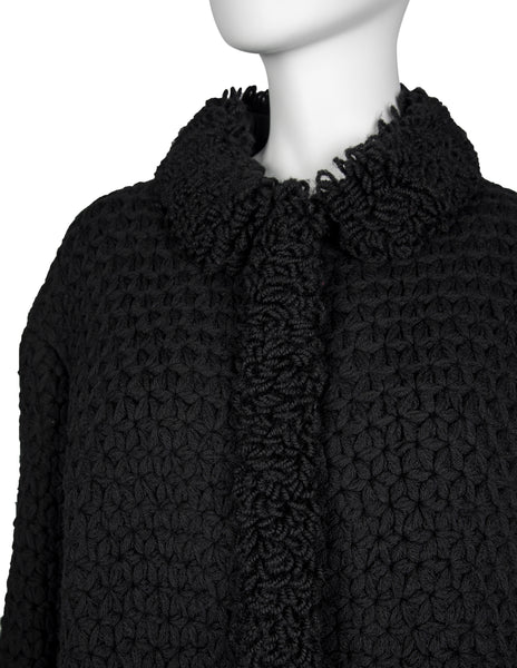 Christian Dior Vintage 1950s Colifichets Black Crochet Wool Jacket