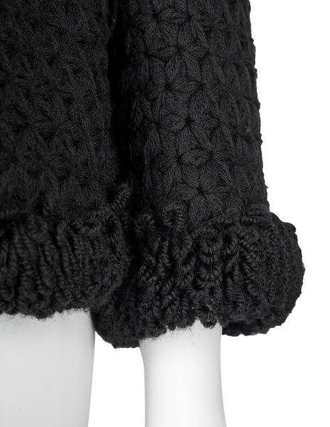 Christian Dior Vintage 1950s Colifichets Black Crochet Wool Jacket