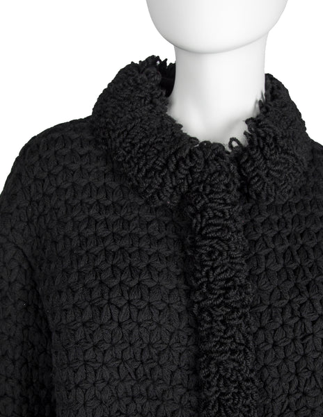 Christian Dior Vintage 1950s Colifichets Black Crochet Wool Jacket