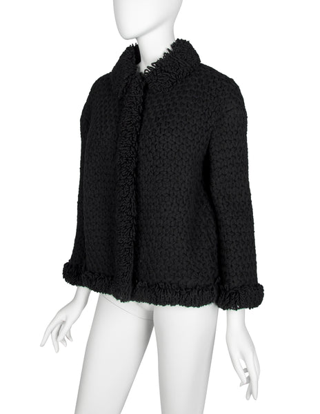Christian Dior Vintage 1950s Colifichets Black Crochet Wool Jacket