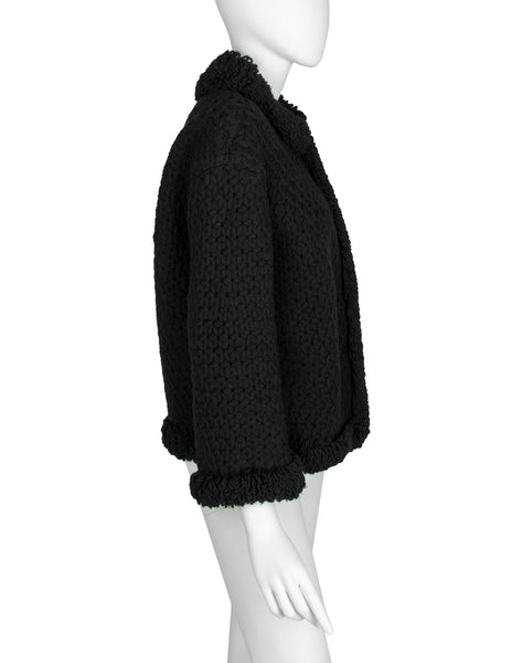 Christian Dior Vintage 1950s Colifichets Black Crochet Wool Jacket
