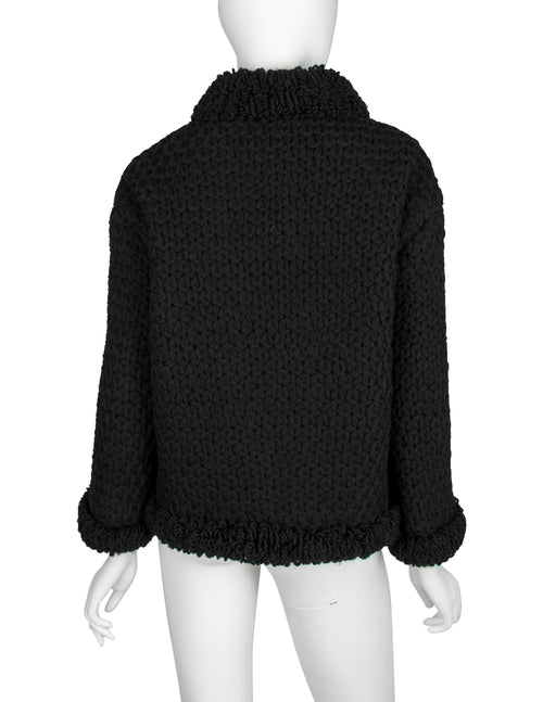 Christian Dior Vintage 1950s Colifichets Black Crochet Wool Jacket