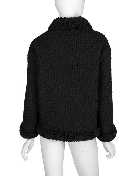 Christian Dior Vintage 1950s Colifichets Black Crochet Wool Jacket