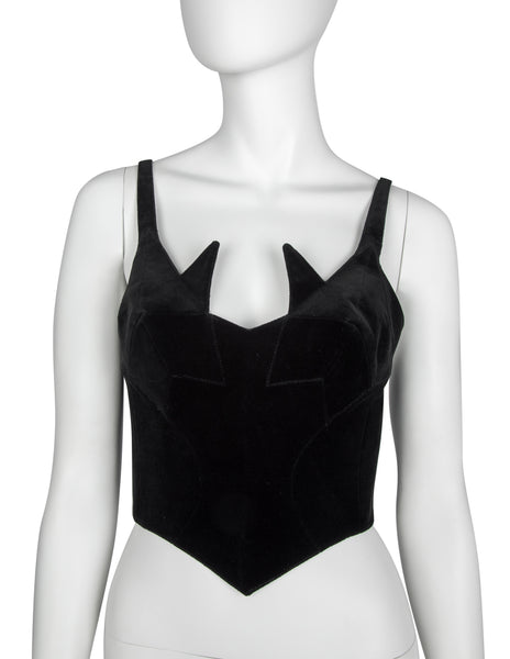 Thierry Mugler Vintage AW 1992 Black Velvet Star Bustier Top