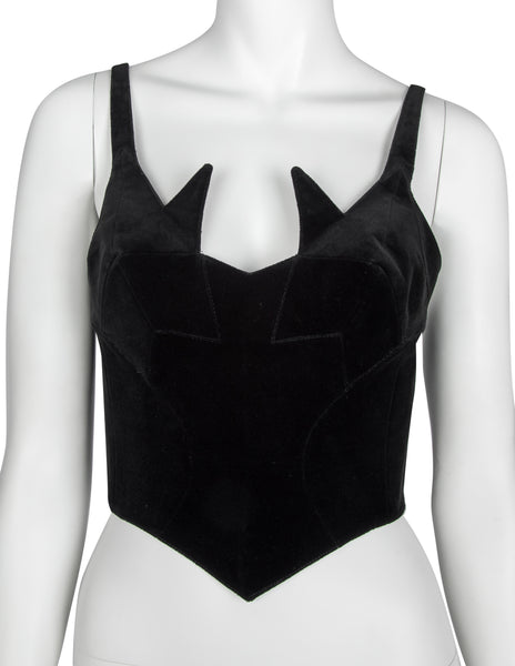 Thierry Mugler Vintage AW 1992 Black Velvet Star Bustier Top