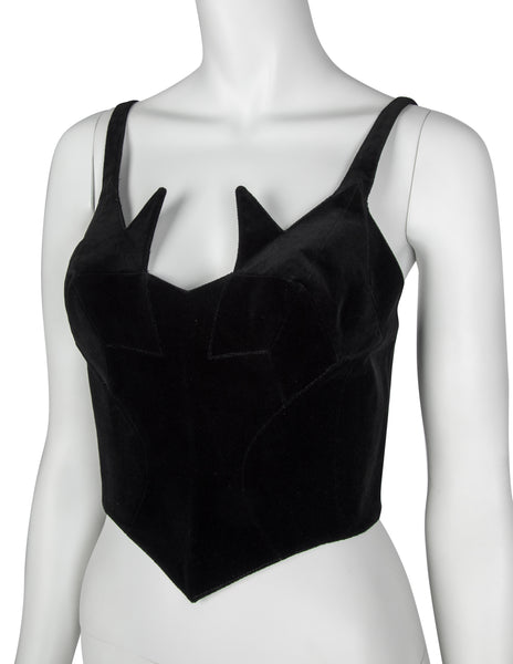 Thierry Mugler Vintage AW 1992 Black Velvet Star Bustier Top