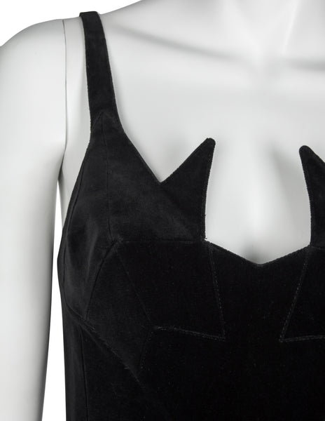Thierry Mugler Vintage AW 1992 Black Velvet Star Bustier Top