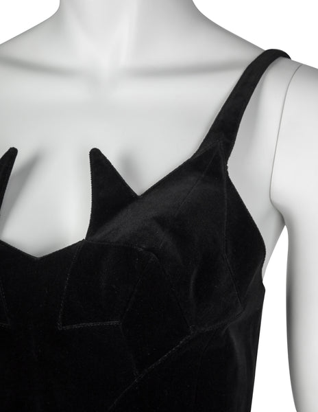 Thierry Mugler Vintage AW 1992 Black Velvet Star Bustier Top