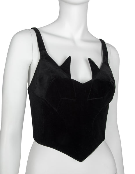 Thierry Mugler Vintage AW 1992 Black Velvet Star Bustier Top