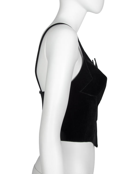 Thierry Mugler Vintage AW 1992 Black Velvet Star Bustier Top