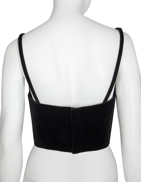 Thierry Mugler Vintage AW 1992 Black Velvet Star Bustier Top