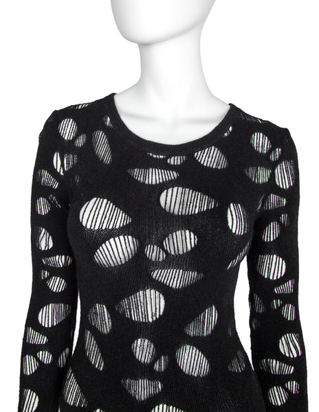 Thierry Mugler Vintage Black Hole Cutout Stretch Bodysuit