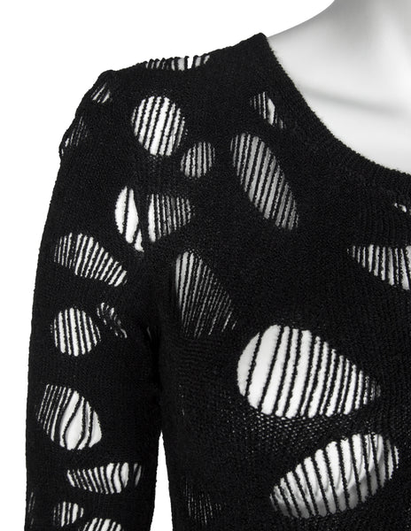 Thierry Mugler Vintage Black Hole Cutout Stretch Bodysuit