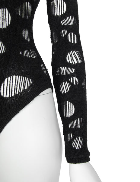 Thierry Mugler Vintage Black Hole Cutout Stretch Bodysuit