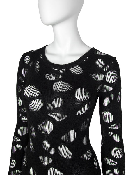 Thierry Mugler Vintage Black Hole Cutout Stretch Bodysuit