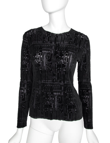 Jean Paul Gaultier Vintage AW 1995 Cyber Collection Velvet Burnout Circuit Board Top