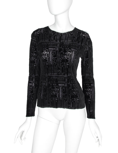 Jean Paul Gaultier Vintage AW 1995 Cyber Collection Velvet Burnout Circuit Board Top