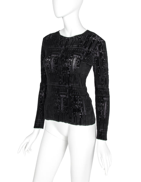 Jean Paul Gaultier Vintage AW 1995 Cyber Collection Velvet Burnout Circuit Board Top