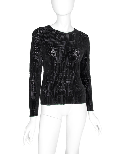 Jean Paul Gaultier Vintage AW 1995 Cyber Collection Velvet Burnout Circuit Board Top