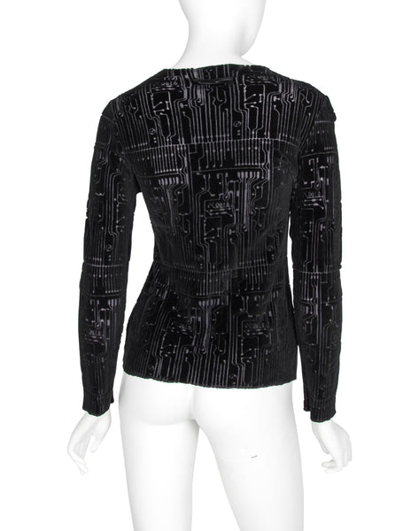 Jean Paul Gaultier Vintage AW 1995 Cyber Collection Velvet Burnout Circuit Board Top