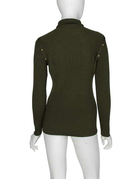 Thierry Mugler Vintage 1970s Green Ribbed Sweater