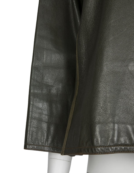 Gucci Vintage 1970s Rare Olive Green Leather and Suede Jacket