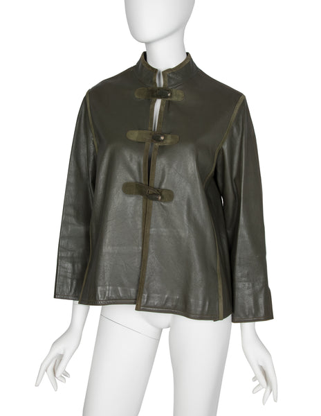 Gucci Vintage 1970s Rare Olive Green Leather and Suede Jacket