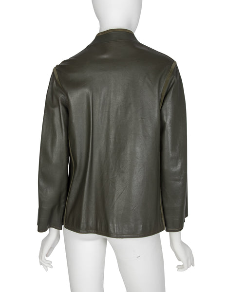 Gucci Vintage 1970s Rare Olive Green Leather and Suede Jacket