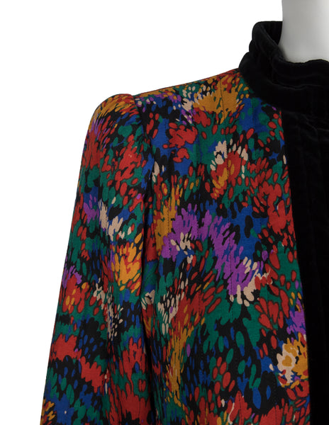 Yves Saint Laurent Vintage AW 1981 Colorful Abstract Print Quilted Cropped Jacket